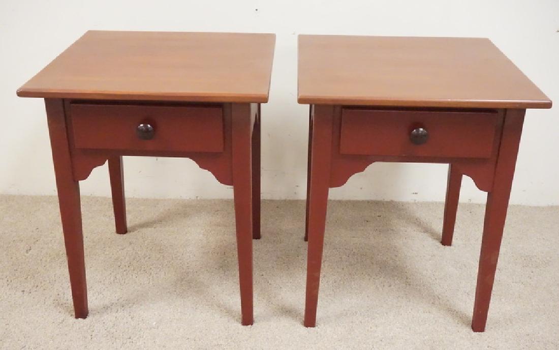 PAIR OF OLD STURBRIDGE END TABLES: PAIR OF OLD STURBRIDGE ONE DRAWER COUNTRY STYLED END TABLES. 20 1/4 INCHES WIDE. 24 INCHES HIGH.
