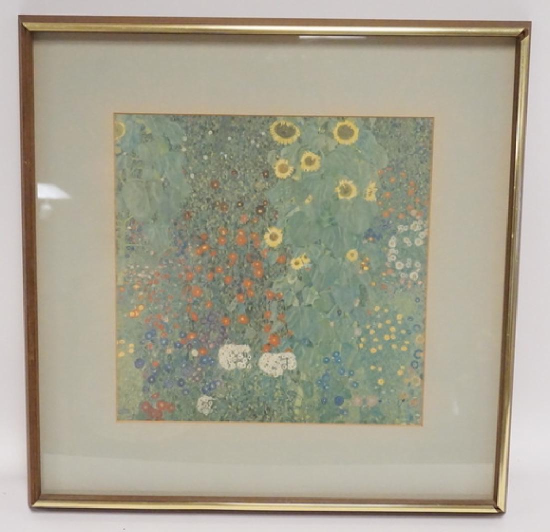 GUSTAV KLIMT *SUNFLOWERS* PRINT: GUSTAV KLIMT *SUINFLOWERS* PRINT. 11 1/2 INCHES SQUARE.