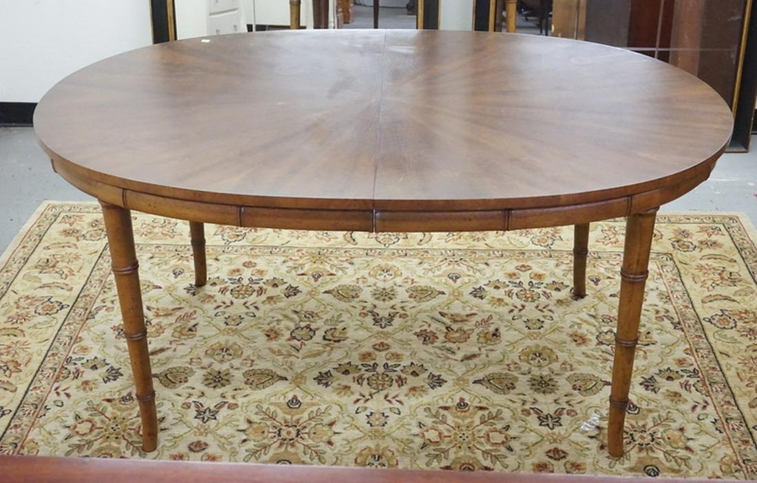 HENREDON BAMBOO STYLE DINING TABLE.: HENREDON BAMBOO STYLE DINING TABLE. HAS ONE 20 IN LEAF. 60 IN X 44 IN CLOSED.