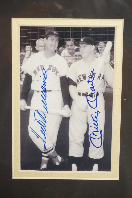 MICKEY MANTLE & TED WILLIAMS AUTOGRAPHED PHOTO: MICKEY MANTLE & TED WILLIAMS AUTOGRAPHED PHOTO WITH CERTIFICATE OF AUTHENTICITY. 9 1/2 X 11 1/2 INCH FRAME.