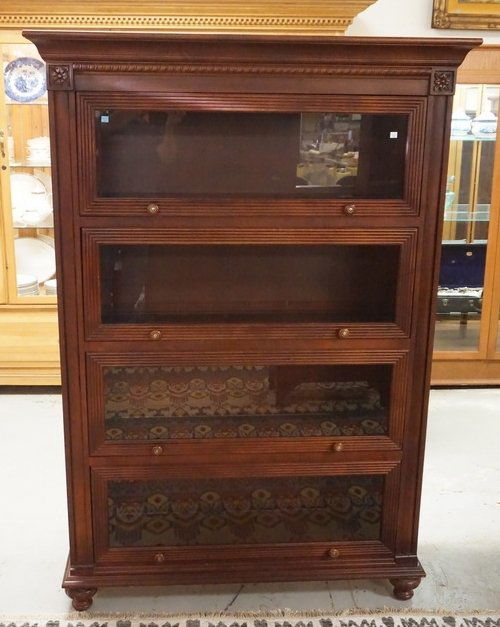 ETHAN ALLEN BOOKCASE: ETHAN ALLEN CHERRY BARRISTER BOOKCASE. 73 INCHES HIGH. 50 INCHES WIDE.