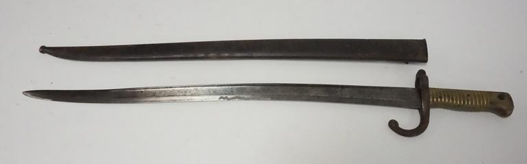 MODEL 1873 FRENCH BAYONET: MODEL 1873 FRENCH BAYONET. 27 1/2 INCHES LONG.