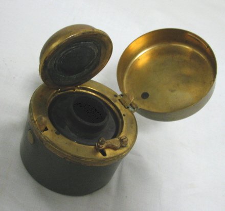 TRAVELING INKWELL W/BRASS TOP - 3