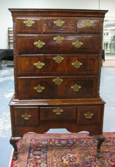 18TH C. CARVED & INLAID MAHOGANY HIGHBOY