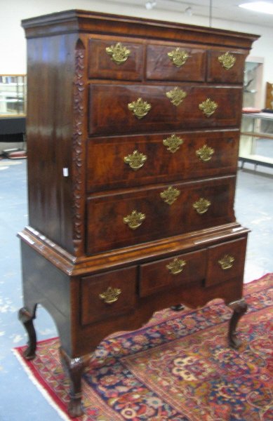 18TH C. CARVED & INLAID MAHOGANY HIGHBOY - 2