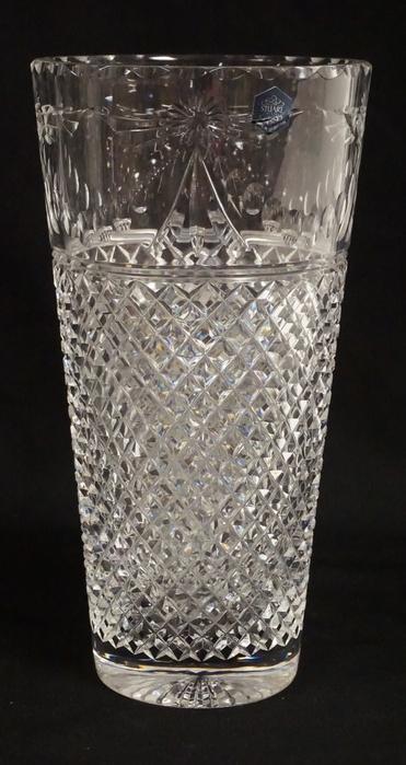 STUART CRYSTAL VASE: LARGE STUART CRYSTAL VASE MEASURING 12 INCHES HIGH.