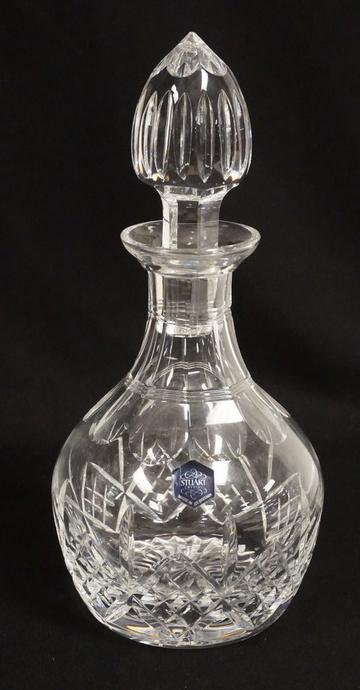 STUART CRYSTAL DECANTER: STUART CUT CRYSTAL DECANTER. 10 1/2 INCHES HIGH.