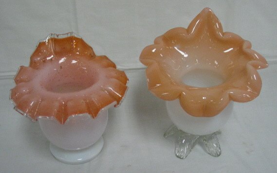 2 BLOWN CASED JACK-IN-PULPIT VASES