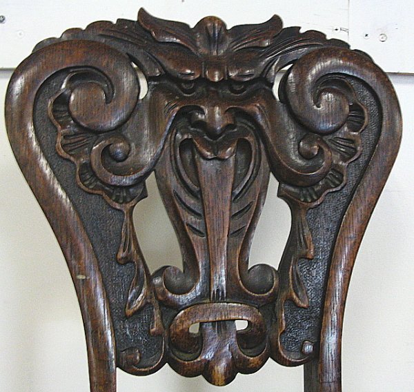 CARVED OAK ARM CHAIR -NORTHWIND, SOME DAMAGE AT T - 2