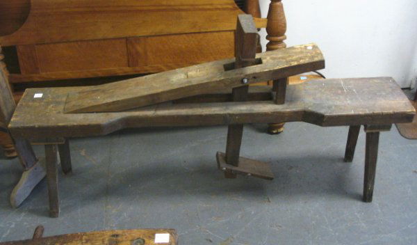 WOODEN WORK BENCH; 60 3/8 IN LONG, 31 1/2 IN HIGH: WOODEN WORK BENCH; 60 3/8 IN LONG, 31 1/2 IN HIGH