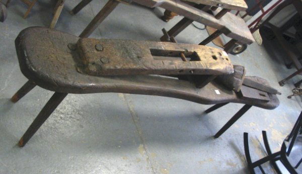 WOODEN WORK BENCH; 75 IN LONG, 33 1/2 IN HIGH: WOODEN WORK BENCH; 75 IN LONG, 33 1/2 IN HIGH