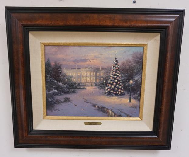 THOMAS KINKADE PUBLISHERS PROOF ON CANVAS: THOMAS KINKADE PUBLISHERS PROOF ON CANVAS *LIGHTS OF LIBERTY* 47 OF 360. 2001. IMAGE SIZE IS 12 IN X 16 IN. CERTIFICATE OF AUTHENTICITY