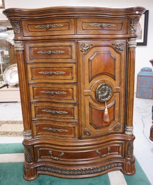 AICO WARDROBE BY MICHAEL AMINI: AICO WARDROBE, EIGHT DRAWER FOUR DOOR, HAS FLUTED COLUMNS BY MICHAEL AMINI