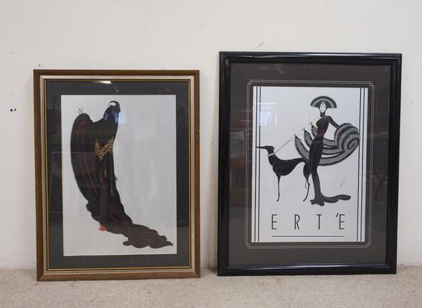 2 FRAMED ERTE PRINTS: TWO FRAMED ERTE PRINTS OVERALL DIMENSIONS OF LARGEST IS 30 1/2 IN X 37 1/2 IN,