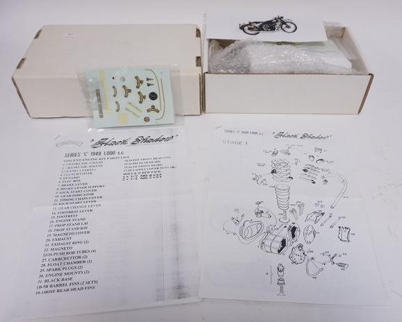 VINCENT BLACK SHADOW DIE CAST MOTERCYCLE KIT: VINCENT BLACK SHADOW DIE CAST MOTORCYCLE KIT, UNASSEMBLED IN ORIGINAL BOX