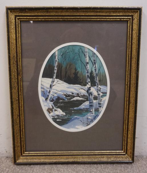 KIETH HOFFMAN WINTER SCENE WATERCOLOR: KEITH HOFFMAN WINTER SCENE WATER COLOR OVERALL DIMENSIONS, 13 1/4 IN X 16 1/2 IN