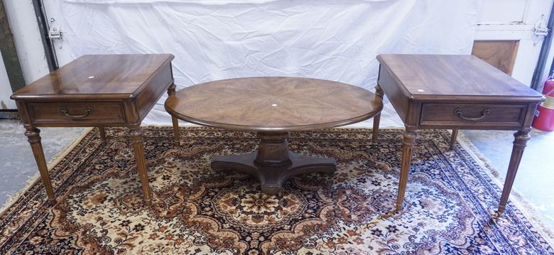 HENREDON 3 PC SET: HENREDON 3 PC SET TWO END TABLES & COFFEE TABLE