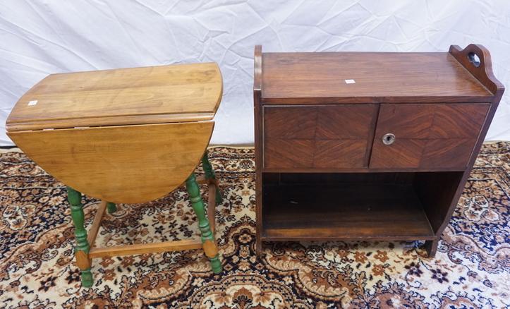 SMALL DROP LEAF TABLE & 2 DOOR CABINET: SMALL DROP LEAF TABLE & A TWO DOOR CABINET