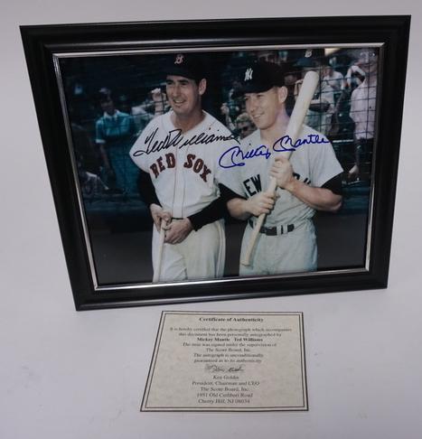 8 X 10 AUTOGRAPHED PHOTO OF TED WILLIAMS & MICKEY: 8 X 10 AUTOGRAPHED PHOTO OF TED WILLIAMS & MICKEY MANTLE W/ COA