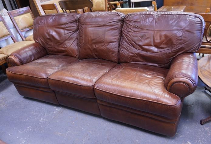 LEATHER SOFA: LEATHER RECLINING SOFA, LEATHER WORN