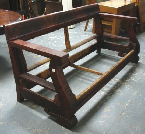 MAHOGANY EMPIRE SOFA FRAME; COMES W/SPRINGS; 78 1/2