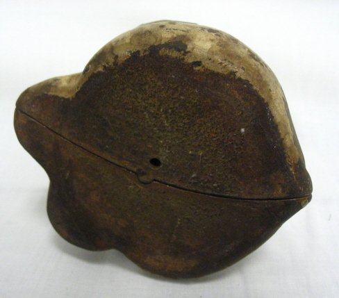 PUPPY & BUG CAST IRON STILL BANK; SIGNATURE ON BACK - 3