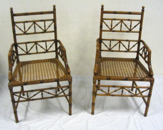 PR OF CANE SEAT, SPOOL TURNED ARM CHAIRS; 39 1/2 I