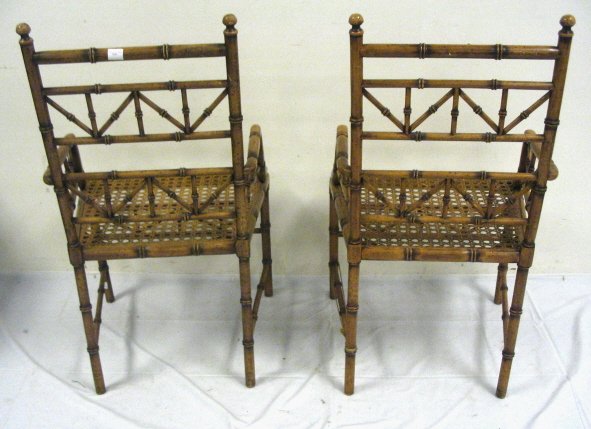 PR OF CANE SEAT, SPOOL TURNED ARM CHAIRS; 39 1/2 I - 3