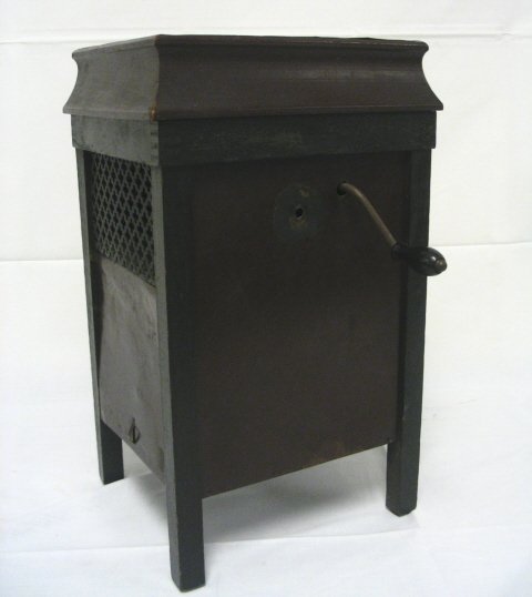 CHILDS MINI VICTROLA; TIN CASE & WOODEN FRAME; HAS - 2