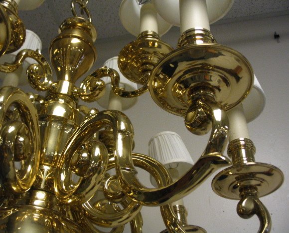HEAVY BRASS 12 LIGHT CHANDELIER; 34 IN H, EXCLUDIN - 2
