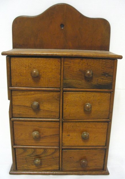 8 DRW HANGING SPICE CHEST; 15 7/8 IN H, 9 3/4 IN W
