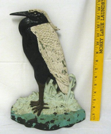 BRADLEY & HUBBARD CAST IRON HERON DOORSTOP; 14 IN