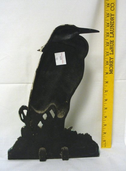 BRADLEY & HUBBARD CAST IRON HERON DOORSTOP; 14 IN - 2