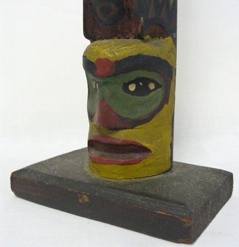 HAND CARVED WOODEN TOTEM POLE; THERE IS A RECTANGU - 3