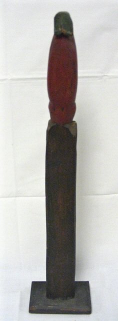 HAND CARVED WOODEN TOTEM POLE; THERE IS A RECTANGU - 6