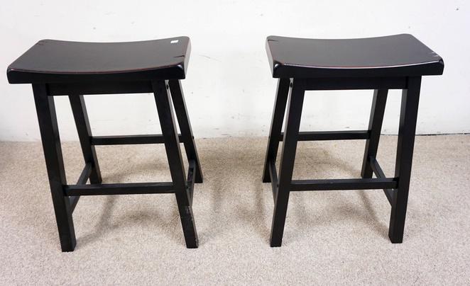 HOVIS SADDLE SEAT STOOLS: PR. OF 2 HOVIS SADDLE SEAT STOOLS.