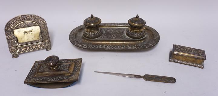 VICTORIAN BRASS DESK SET (1 of 1)