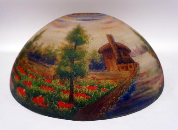 ANTIQUE TEXTURED GLASS REVERSE PAINTED SHADE (1 of 2)