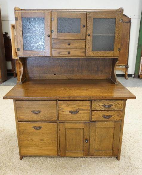 ANTIQUE OAK BAKERS CABINET (1 of 2)