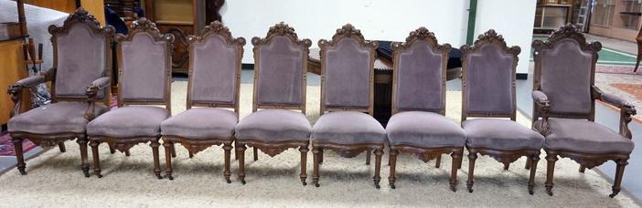 8 CARVED WALNUT CHAIRS (1 of 4)