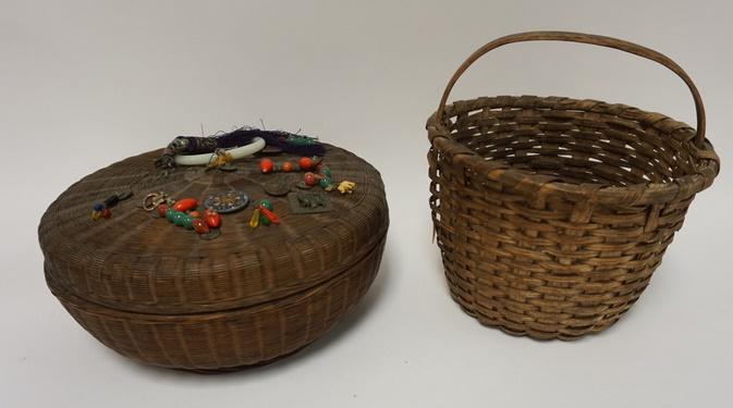 SEWING BASKET AND SPLINT BASKET: SEWING BASKET AND SPLINT BASKET