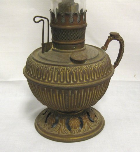 BRADLEY & HUBBARD BRASS FINGER LAMP, SIGNED ON TH - 2
