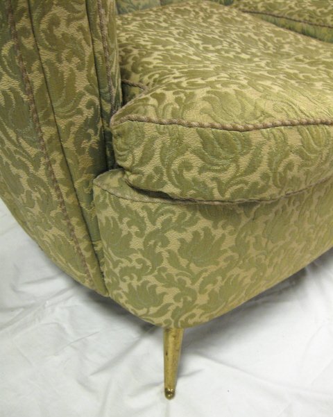 UPHOLSTERED SOFA W/BRASS FEET; FROM THE ESTATE OF - 2