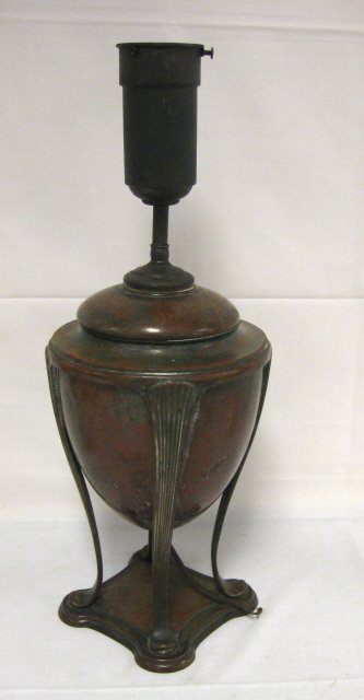 BRONZE TIFFANY LAMP BASE, UNSIGNED; 20 IN H