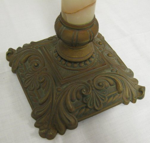 VICTORIAN BANQUET LAMP W/OLD HAND PAINTED GLOBE;  - 2