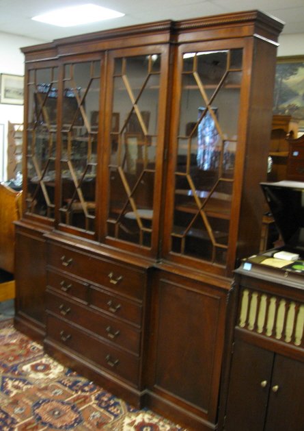 STIEHL MAHOGANY BREAKFRONT SECRETARY; HAS LEATHER