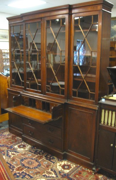 STIEHL MAHOGANY BREAKFRONT SECRETARY; HAS LEATHER - 2