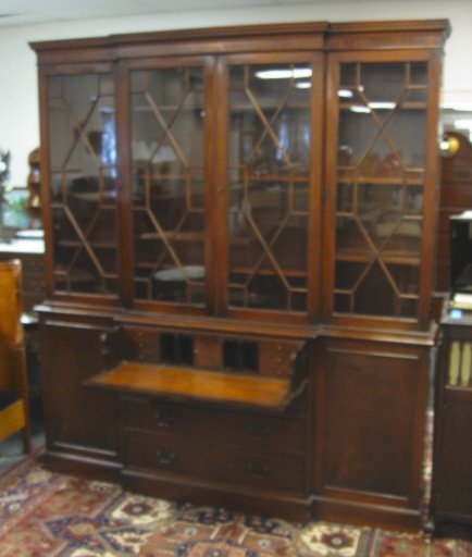 STIEHL MAHOGANY BREAKFRONT SECRETARY; HAS LEATHER - 3
