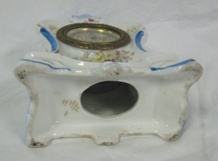 CLOCK; PORCELAIN FLORAL DECORATED CLOCK; 6 1/4 IN - 3