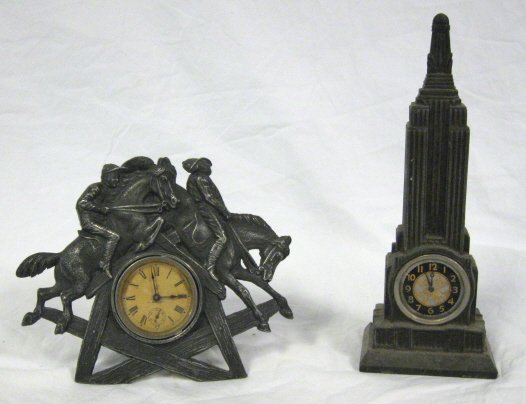 CLOCK LOT; WATERBURY HORSE JUMPING FIGURAL CLOCK